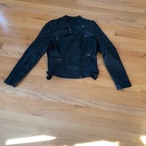 Max Jeans Faux Leather Moto Jacket